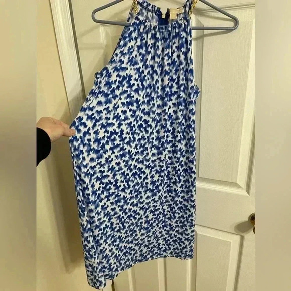 3/$60 Stunning Michael Michael Kors Chain Halter Dress in Twilight Blue Size S - Picture 2 of 7
